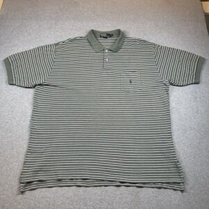 Polo Ralph Lauren Polo Shirt Mens 2XL Green Striped Short‎ Sleeve Pocket NOTE